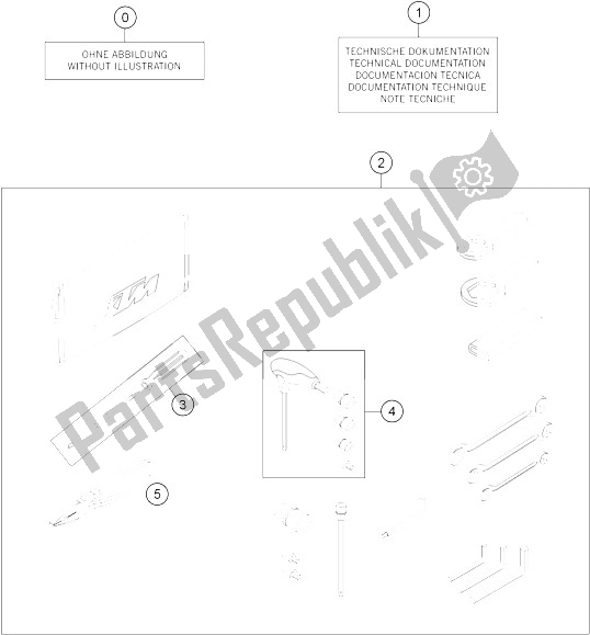 All parts for the Accessories Kit of the KTM 1190 Adventure ABS Grey Europe 2015