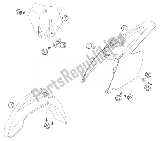 Todas las partes para Máscara, Guardabarros 85 Sx de KTM 85 SX Europe 2003