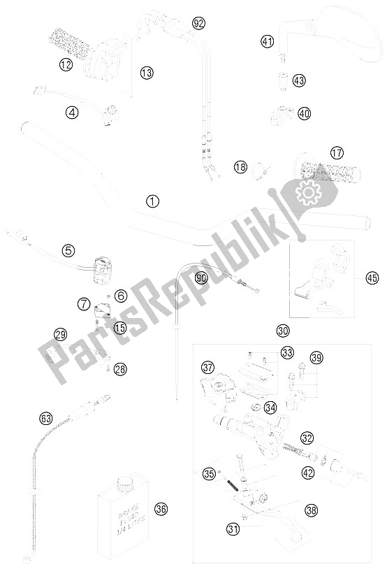 Toutes les pièces pour le Guidon, Commandes du KTM 530 EXC Europe 2009