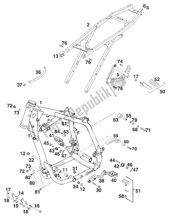 Tutte le parti per il Cornice, Duca Ii '99 del KTM 640 Duke II Lime USA 2000