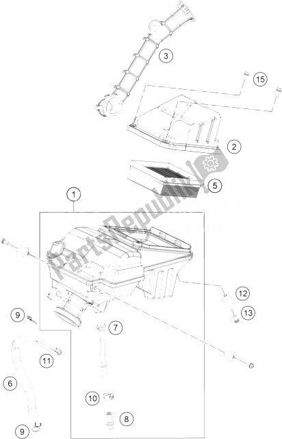 Todas as partes de Filtro De Ar do KTM 125 Duke White ABS BAJ DIR 14 Europe 2014