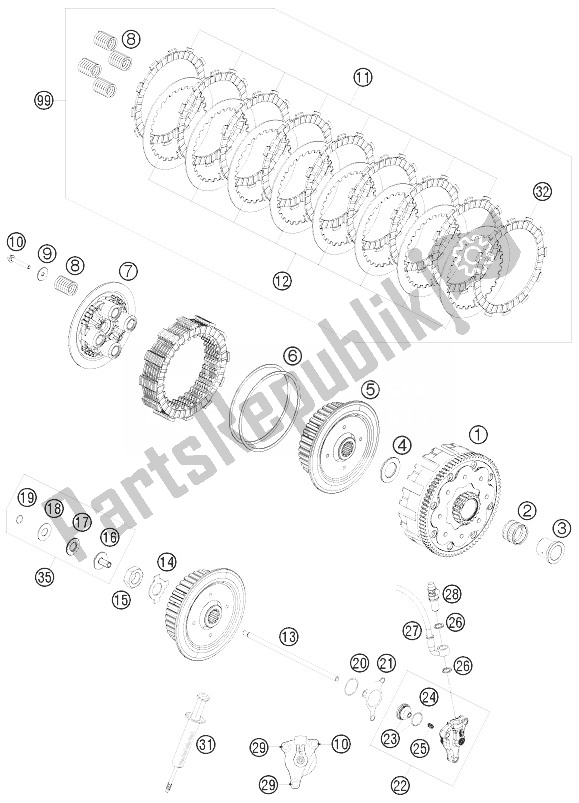 All parts for the Clutch of the KTM 450 EXC Champion Edit Europe 2010