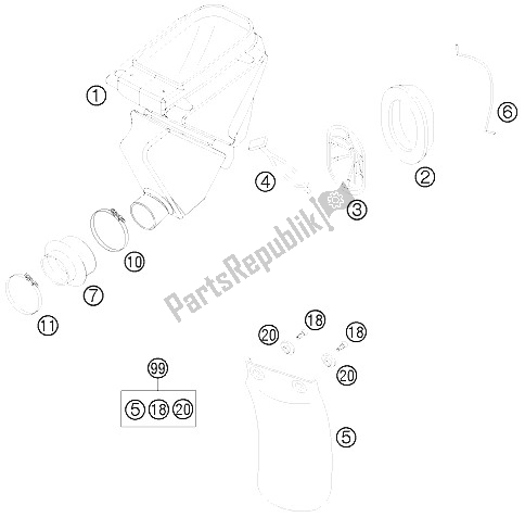 Todas las partes para Caja De Filtro De Aire de KTM 65 XC USA 2008