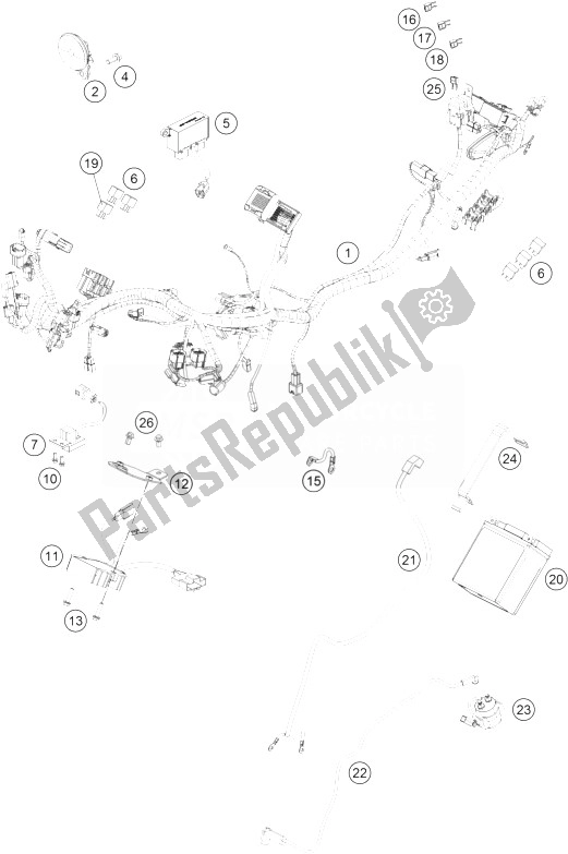 All parts for the Wiring Harness of the KTM 200 Duke White ABS Europe 2013