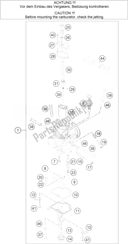 Tutte le parti per il Carburatore del KTM 85 SX 17 14 Europe 2010