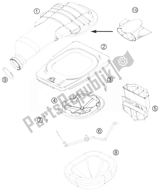 All parts for the Air Filter of the KTM 450 SX ATV Europe 2010