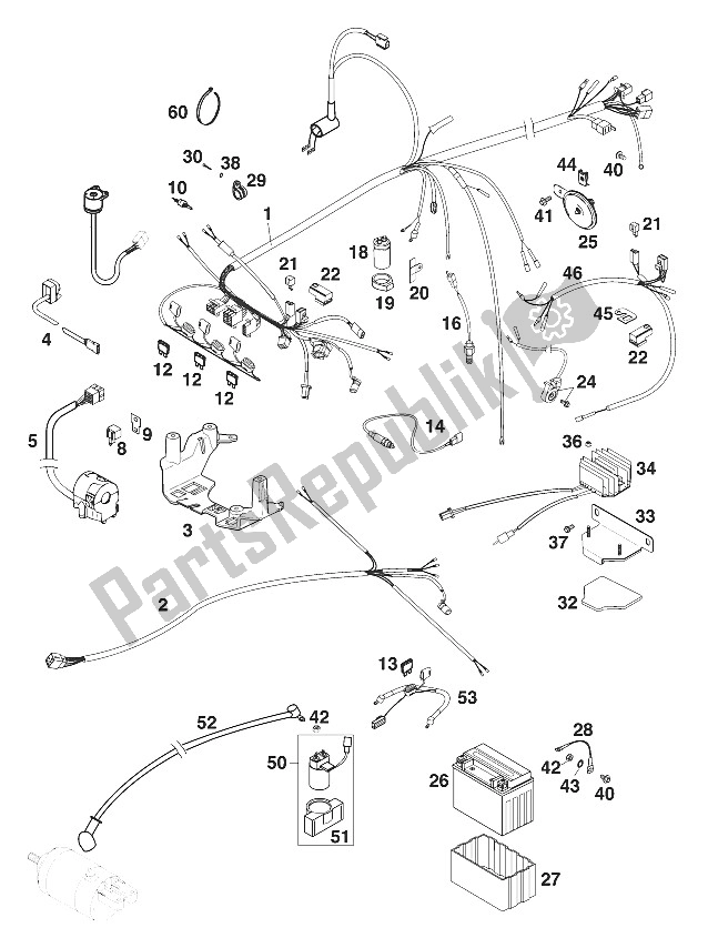 All parts for the Wire Harness 400/640 Lc4 Usa 20 of the KTM 640 LC 4 Silber USA 2000