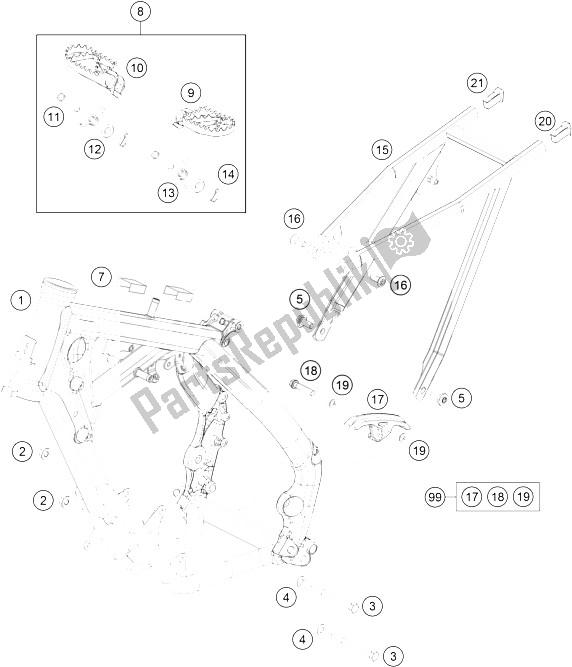 Alle onderdelen voor de Kader van de KTM 65 SX Europe 2016