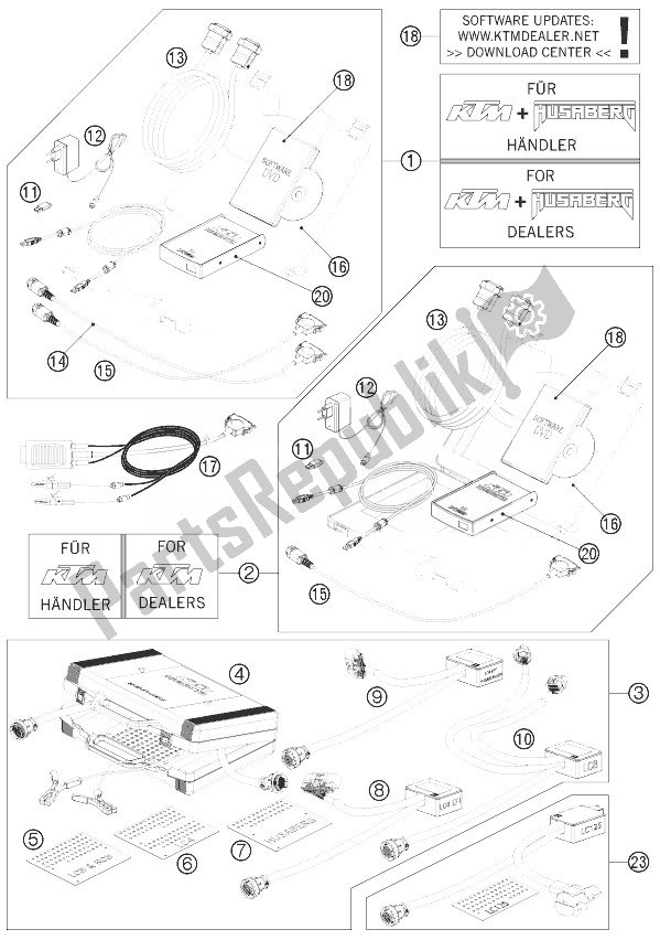 All parts for the Diagnostic Tool of the KTM 200 Duke White ABS Europe 2013