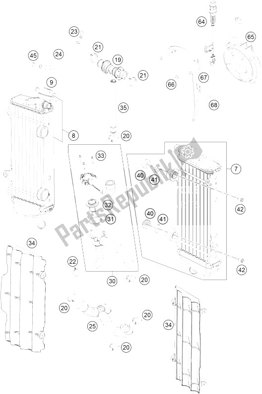 All parts for the Cooling System of the KTM 350 EXC F Europe 2016