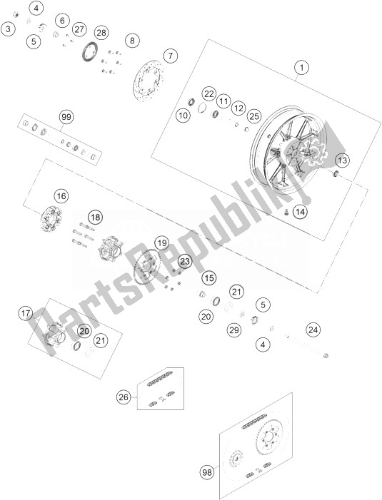 Toutes les pièces pour le Roue Arrière du KTM RC 390 White ABS Europe 2014