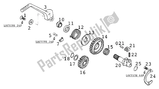 Todas as partes de Kickstarter 250/300/380 '99 do KTM 250 EXC SIX Days Europe 2001