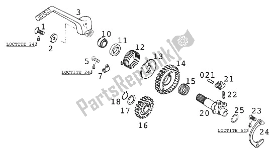 All parts for the Kickstarter 250/300/380 '99 of the KTM 250 MXC USA 2001