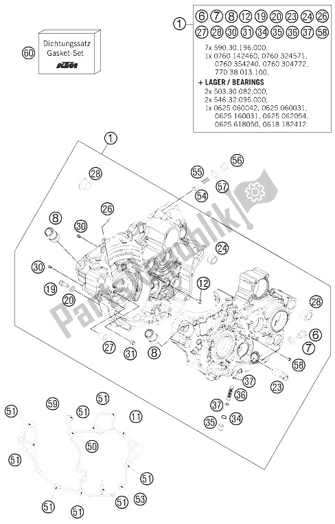 Todas as partes de Caixa Do Motor do KTM 250 SX F USA 2011