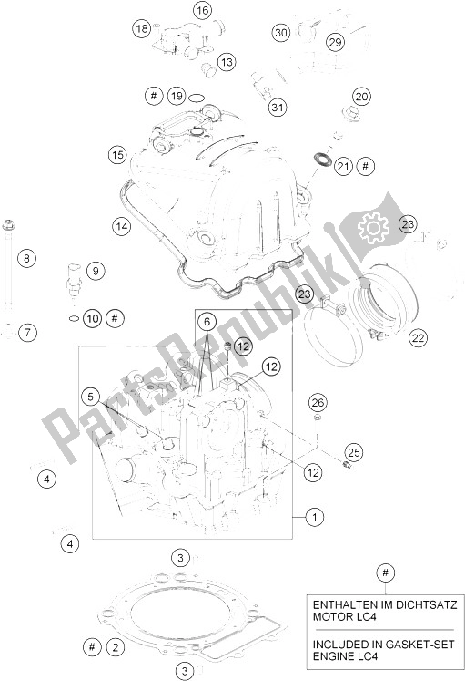 Tutte le parti per il Testata del KTM 690 Duke White ABS China 2015