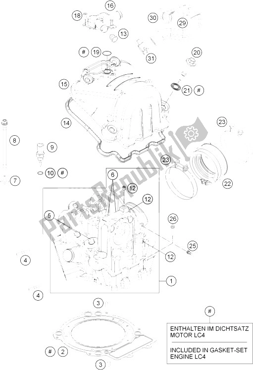 All parts for the Cylinder Head of the KTM 690 Duke White ABS USA 2015