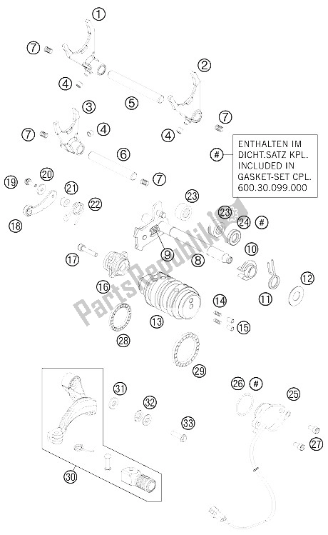 Alle onderdelen voor de Schakelmechanisme van de KTM 990 SM T LIM Edit BL ABS Europe 2011