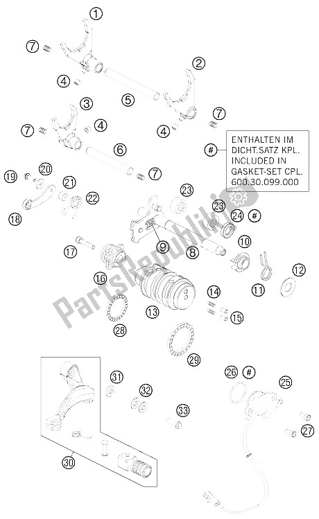 All parts for the Shifting Mechanism of the KTM 990 SM T LIM Edit OR ABS Europe 2011
