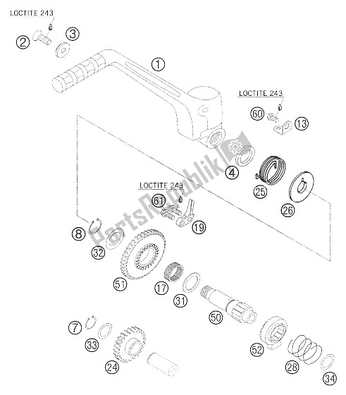 Toutes les pièces pour le Kickstarter 250/300 du KTM 250 EXC Australia 2005