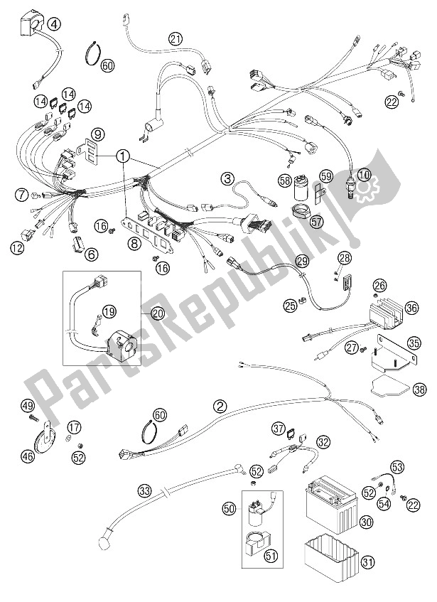 All parts for the Wiring Harness 640 Lc4 Adventu of the KTM 640 Adventure R Europe 2002