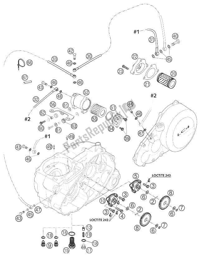 All parts for the Lubricating System 660 Sms of the KTM 660 SM Factory Replica Europe 2002