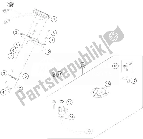 Tutte le parti per il Strumenti / Sistema Di Blocco del KTM 200 Duke Orange ABS Bajdir 14 Asia 2014