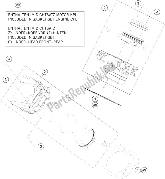 All parts for the Cylinder of the KTM 1290 Super Duke GT OR ABS 16 Australia 2016