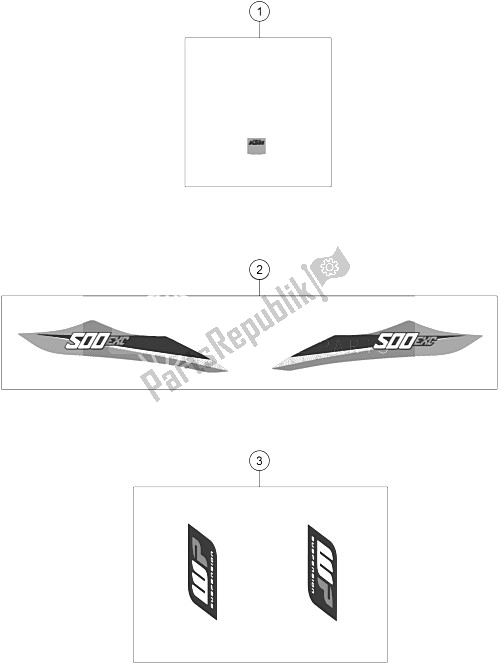 Alle onderdelen voor de Sticker van de KTM 500 EXC Europe 2016