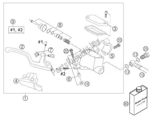 Wszystkie części do Formu? A Cylindra Hamulca R? Cznego KTM 85 SX Europe 6001D9 2004