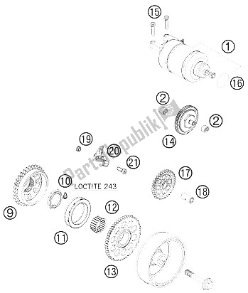 All parts for the Electric Starter of the KTM 450 SX ATV Europe 2009