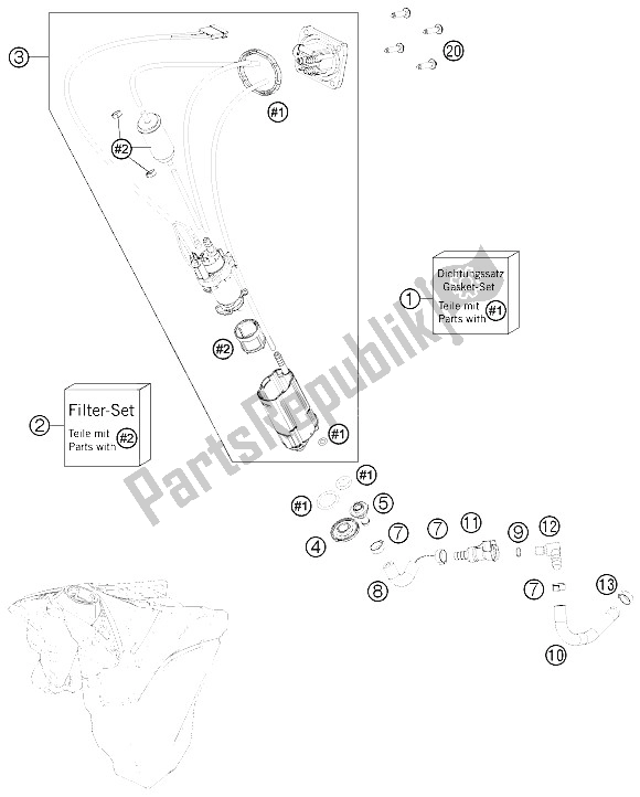 Todas as partes de Bomba De Combustivel do KTM 500 EXC Europe 2012