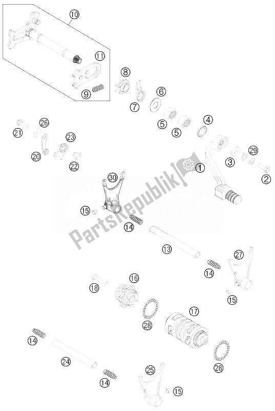 All parts for the Shifting Mechanism of the KTM 450 XC F USA 2014