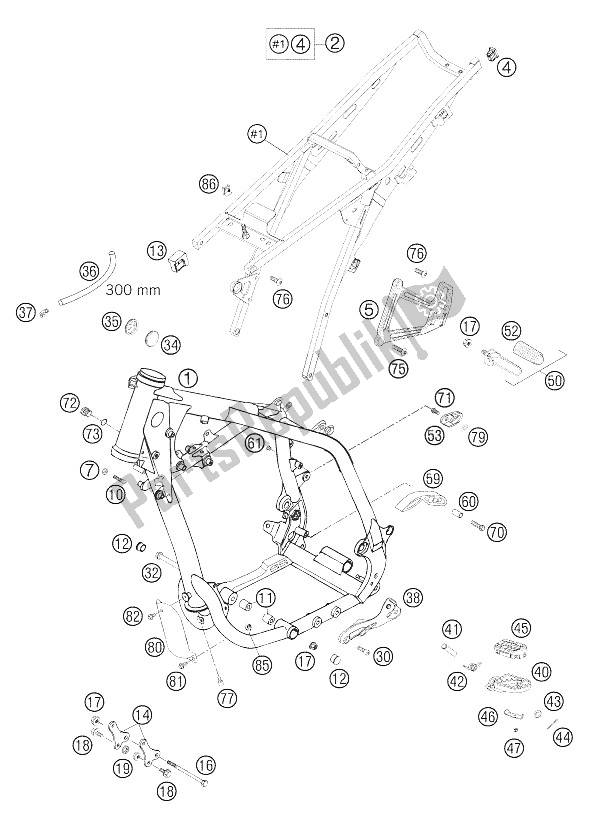 Toutes les pièces pour le Cadre, Sous-cadre du KTM 640 LC4 Supermoto Prestige 05 Australia 2005
