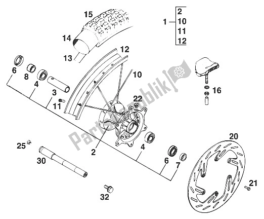 All parts for the Front Wheel 620 Sx '95 of the KTM 620 E XC Dakar 20 KW LT Europe 1995