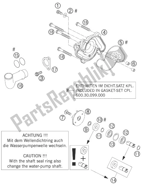 All parts for the Water Pump of the KTM 950 Supermoto Orange 07 Europe 2007