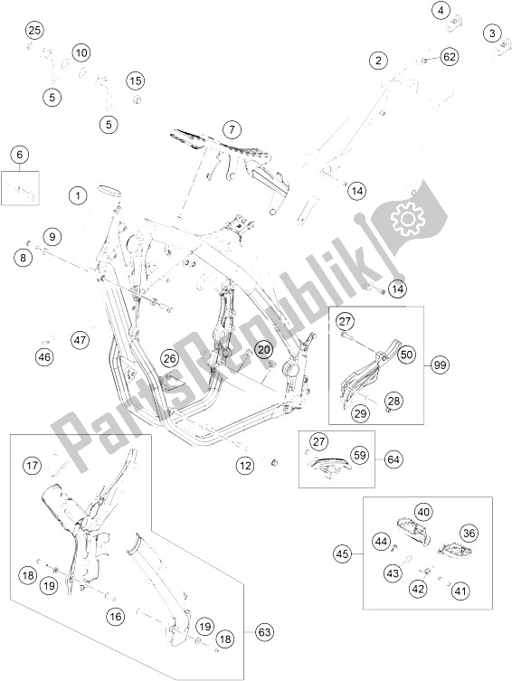 Tutte le parti per il Telaio del KTM 500 EXC Europe 2015