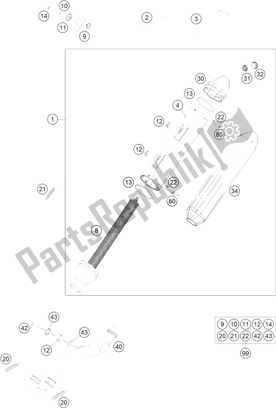 Tutte le parti per il Impianto Di Scarico del KTM 450 EXC Australia 2016