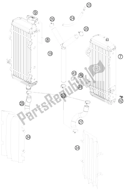 Alle onderdelen voor de Koelsysteem van de KTM 250 SXS F Europe 2008