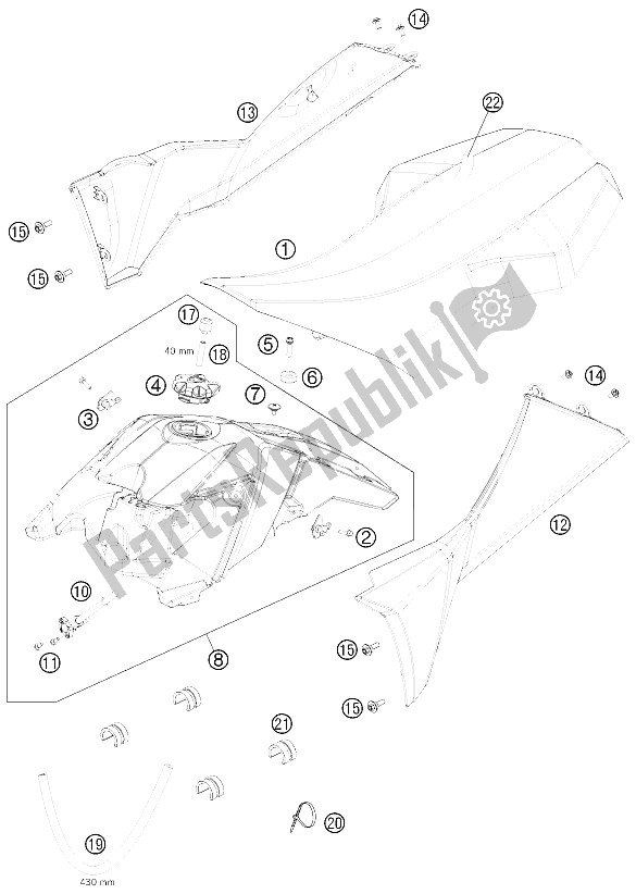 Wszystkie części do Zbiornik, Siedzenie, Pokrowiec KTM 525 XC ATV Europe 2012