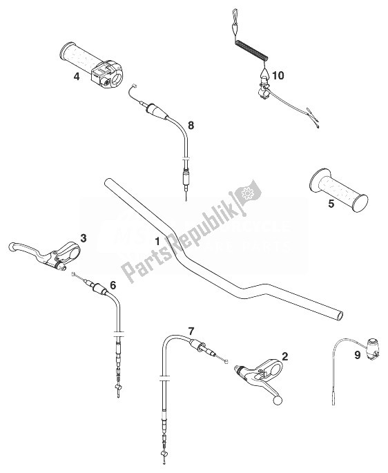 Toutes les pièces pour le Direction 50 Sxr '99 du KTM 50 SX PRO Junior Europe 1999