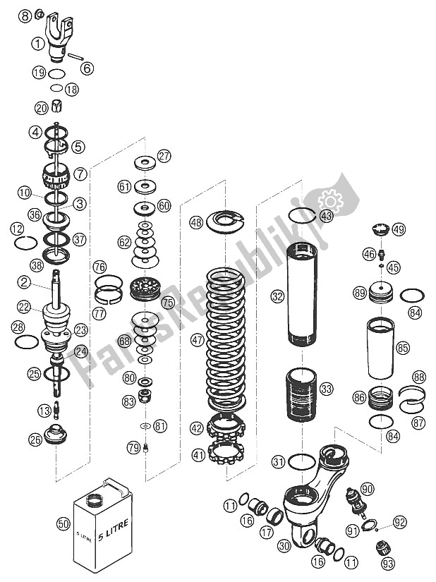 All parts for the Shock Absorber Disass. Lc4/sm of the KTM 640 LC4 E ROT United Kingdom 2002