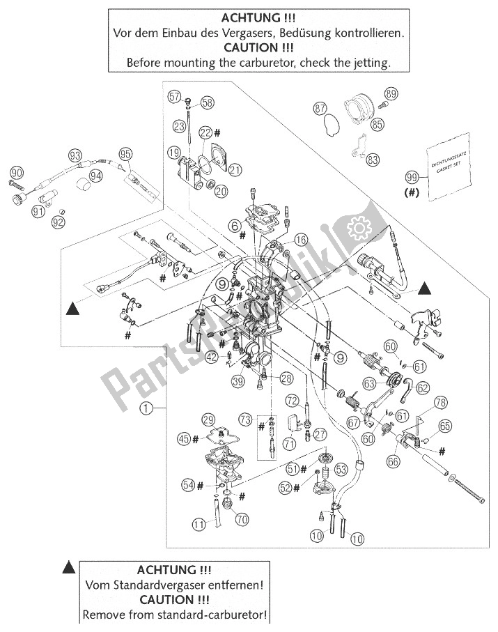 Toutes les pièces pour le Carburateur Keihin Fcr39 du KTM 660 Rallye Costumer Europe 2004