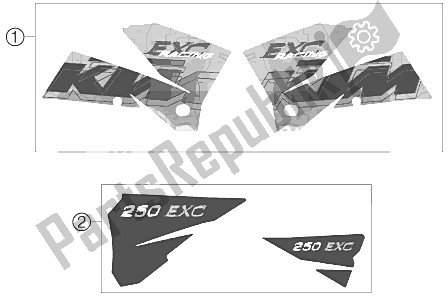 All parts for the Decal of the KTM 250 EXC Racing Europe 2006