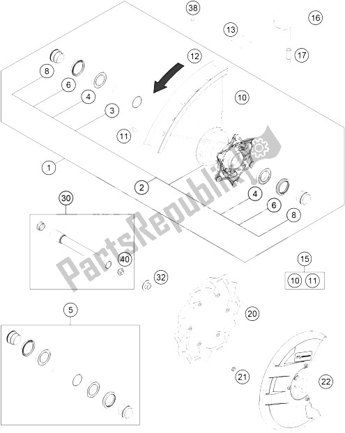 Todas las partes para Rueda Delantera de KTM 450 SX F Factory Edition USA 2015