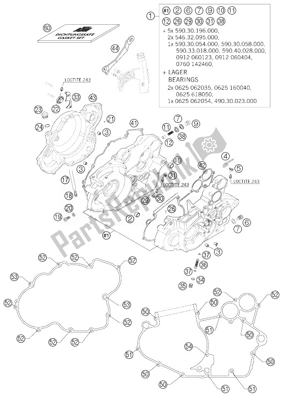 All parts for the Engine Case 400 Exc Racing of the KTM 400 EXC Racing United Kingdom 2004