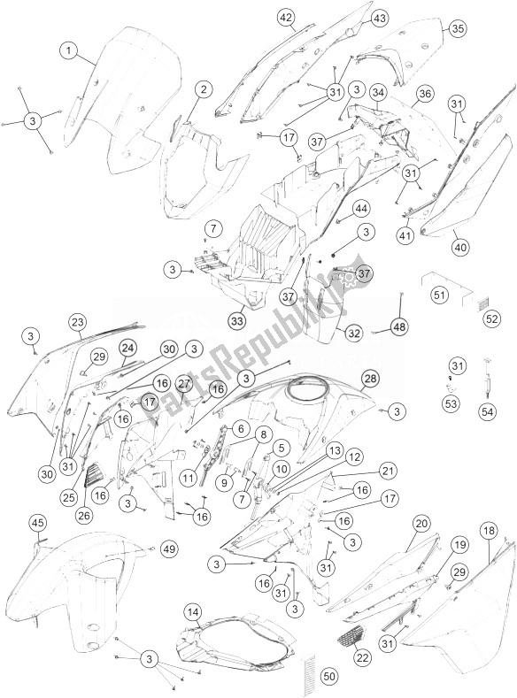 Todas las partes para Máscara, Defensas de KTM 1190 Adventure ABS Orange USA 2013