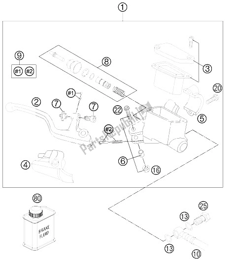 Toutes les pièces pour le Cylindre De Frein à Main du KTM 85 SX 19 16 Europe 2012