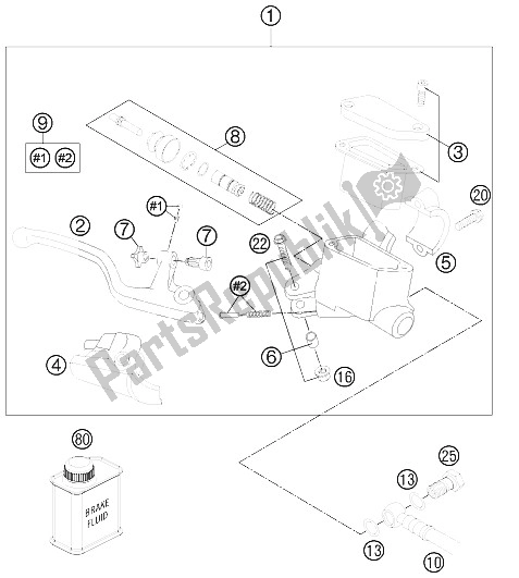 Wszystkie części do Cylinder Hamulca R? Cznego KTM 85 SXS 17 14 Europe 2012