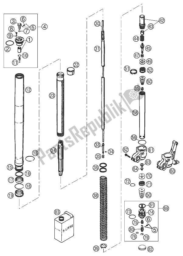 Tutte le parti per il Stelo Forcella Usp 43 125-380 ? 02 del KTM 200 MXC USA 2002