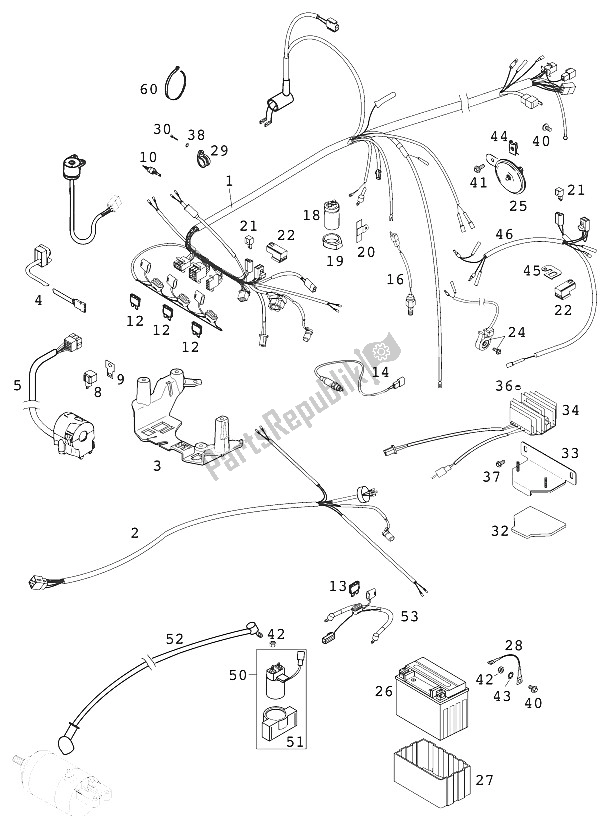 All parts for the Wire Harness 400 Lc4 2000 of the KTM 400 LC4 E USA 2000